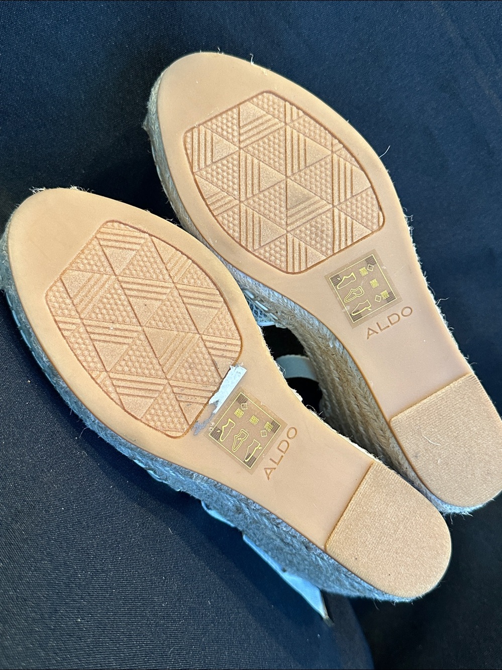 Aldo Ivory Cream Lace Espadrille Wedge Sandals with Wrap Ankle Ties Size 7 - Picture 7 of 8